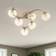 image 1 of Kaitlin 6-Light Antique Brass Semi-Flush Ceiling Light