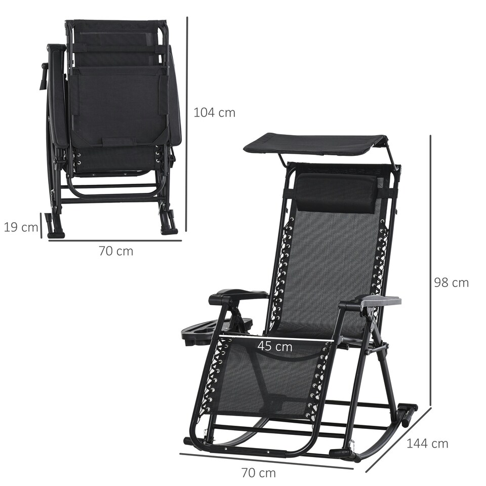 image 1 of Outsunny Folding Recliner Chair Outdoor Lounge Rocker Zero-Gravity Seat