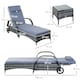 image 3 of Outsunny Rattan Sun Loungers for Garden Set of 2 with Side Table, Garden Recliner Sunbeds with Adjustable Back, Wheels, Cushions and Headrest, 3 Pieces Garden Furniture Set for Outdoor, Patio, Grey