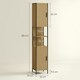image 7 of HOMCOM Slim Bathroom Storage Cabinet with 2 Doors Open Compartments Natural Brown | Black