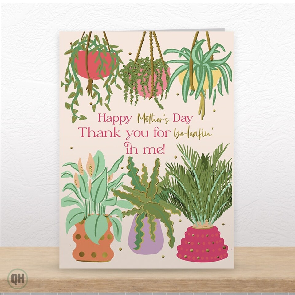 image 1 of Thank You For Be-leafin' In Me! - Funny Floral Mother's Day Card