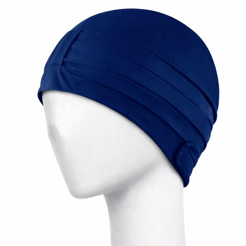 image 1 of Ladies Comfortable Fabric Swimming Cap | Turban Style Lightweight Swim Cap | Blue | Navy | One Size | 1