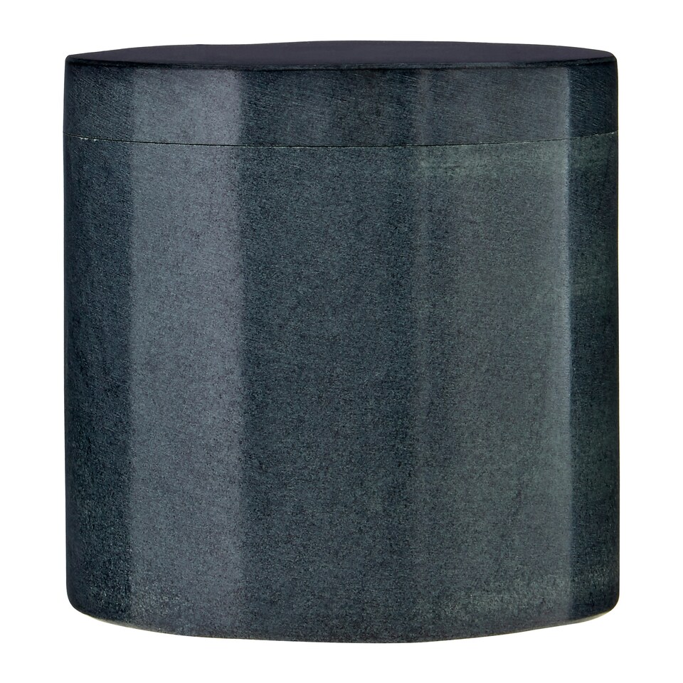 image 1 of Interiors by Premier Dark Grey Marble Effect Cotton Jar, Cotton Bud Container With Lid, Travel Ear Bud Holder, Cotton Swab Holder