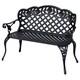 image 1 of Outsunny Cast Aluminium Garden Bench Outdoor Patio 2 Seater High Back Chair Armrest Antique Style Black