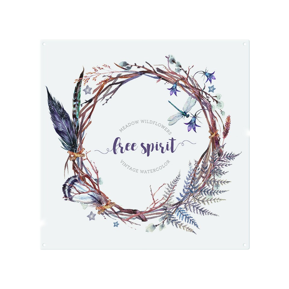 image 1 of Watercolor Boho Wreath Splash Back | White