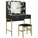 image 1 of HOMCOM Makeup Vanity Desk Set with Lighted Mirror, Stool, Black