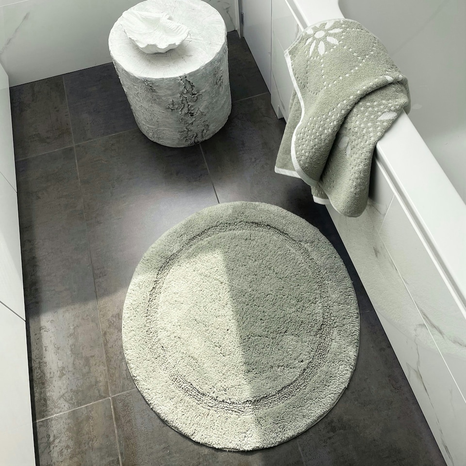image 1 of Luxury Marrakesh Floral Geo Patterned Towels - 100% Cotton Green | Sage Green | Bath towel