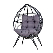 Egg Chair Rattan Grey Waterproof Cushion Outdoor Home Furniture Seat