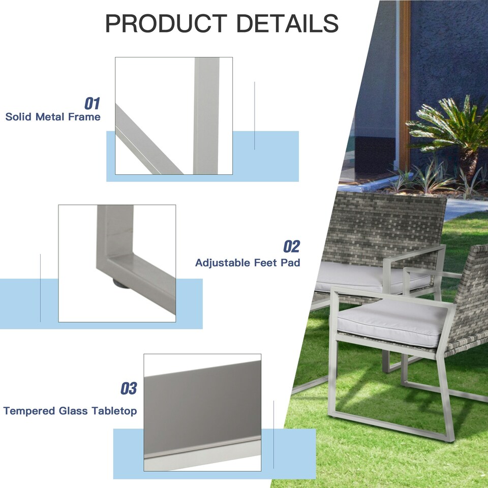 image 1 of Outsunny 4PCS Outdoor Patio PE Rattan Wicker Sofa Chaise Lounge Furniture Set