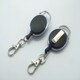 image 3 of Pack Of 6 Black Retractable Key Reel - Recoil Cord Key Ring Pull Chain Belt Clip