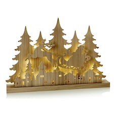 Premier Wooden Light Up Santa Scene Warm White LED