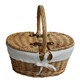 image 6 of Child's Oval Lined Lidded Wicker Picnic Basket with Lining White | White | One Size