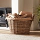 image 1 of Round Grey Rattan Log Basket with Hessian Lining Grey