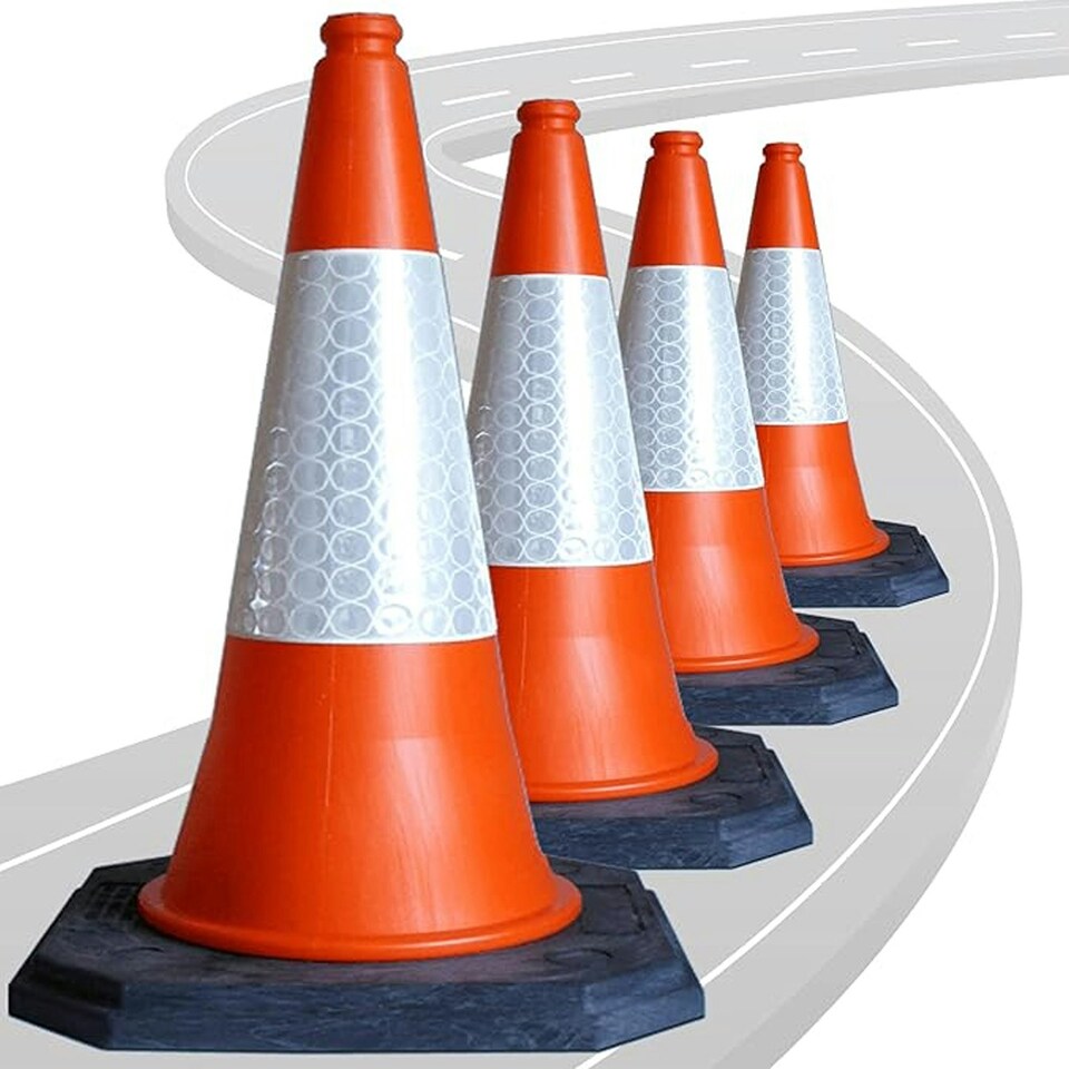 image 1 of 1 x Large 75cm Self Weighted High Visibility Heavy Duty Reflective Orange Indoor Outdoor Traffic Cones