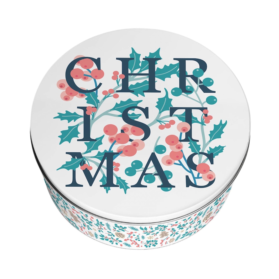 image 1 of Holly Tangle Large Round Christmas Cake Tin