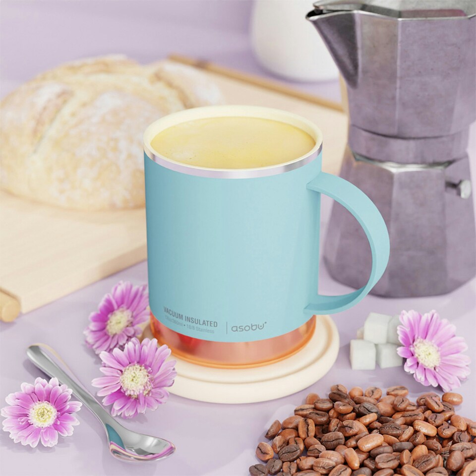image 1 of Asobu Ultimate Stainless Steel Ceramic Inner Coating Mug 400ml Baby Blue