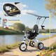 image 5 of HOMCOM Trike, 6 in 1 Tricycle for Kids, Baby Trike with Push Handle, Removable Canopy, 5-Point Seat Harness, Storage Basket, for 18Months -5 Years, White