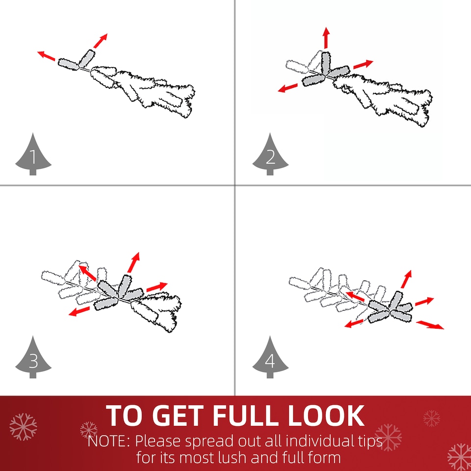 image 1 of HOMCOM Indoor Christmas Tree Artificial Berry mas Decoration with Metal Stand and 184 Tips (5FT(150CM))