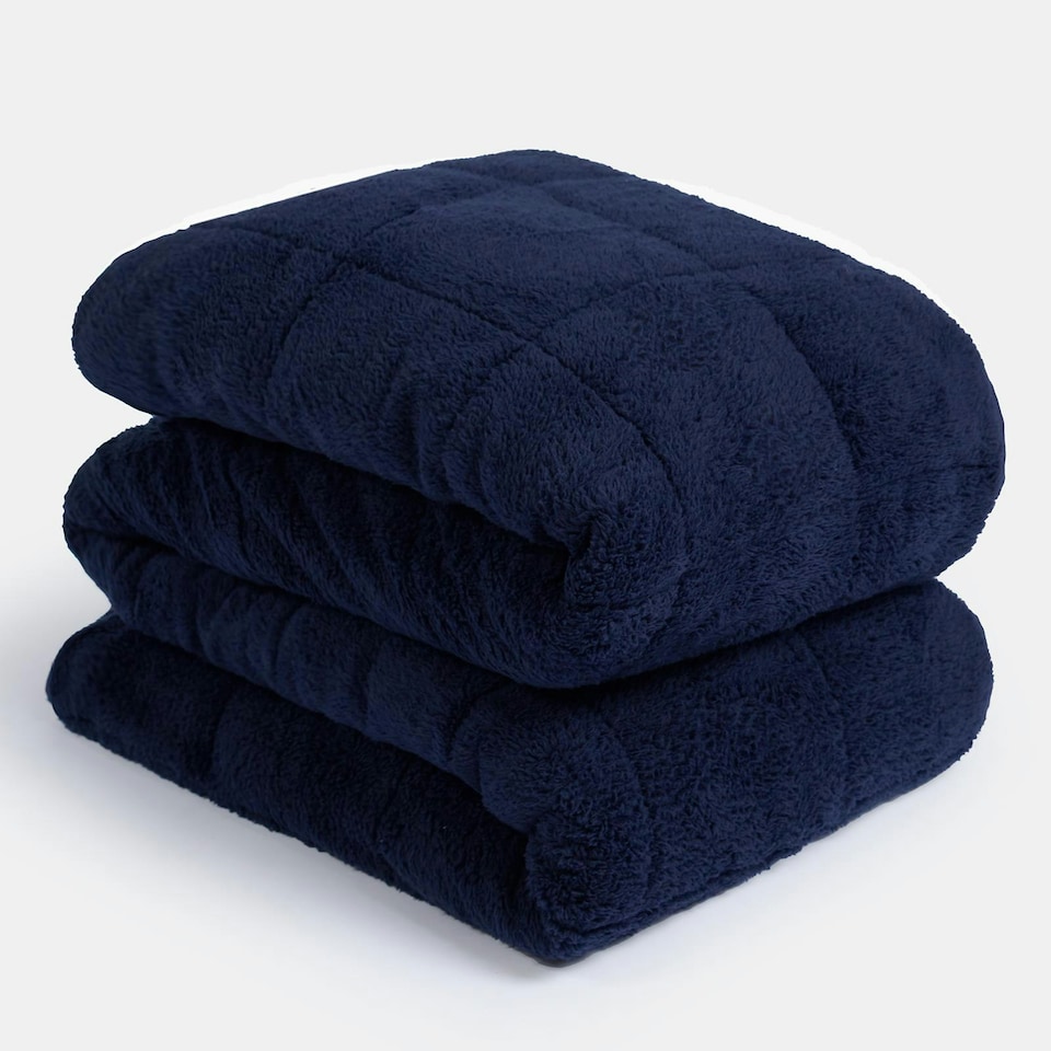 image 1 of OHS Teddy Fleece Weighted Blanket 6kg, 125x180cm - Navy Blue