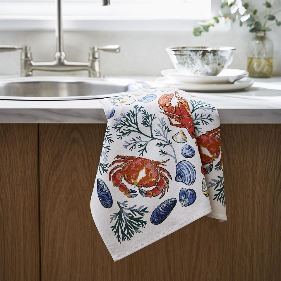 image 1 of Ulster Weavers Shellfish Tea Towel - Cotton Green