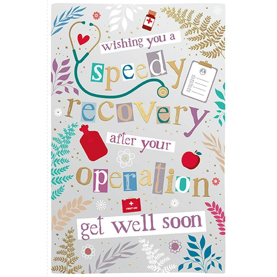 Words 'n' Wishes Traditional Get Well Soon Card - Speedy Recovery After Your Operation - Special Finishes - Made in the UK - Eco-Friendly