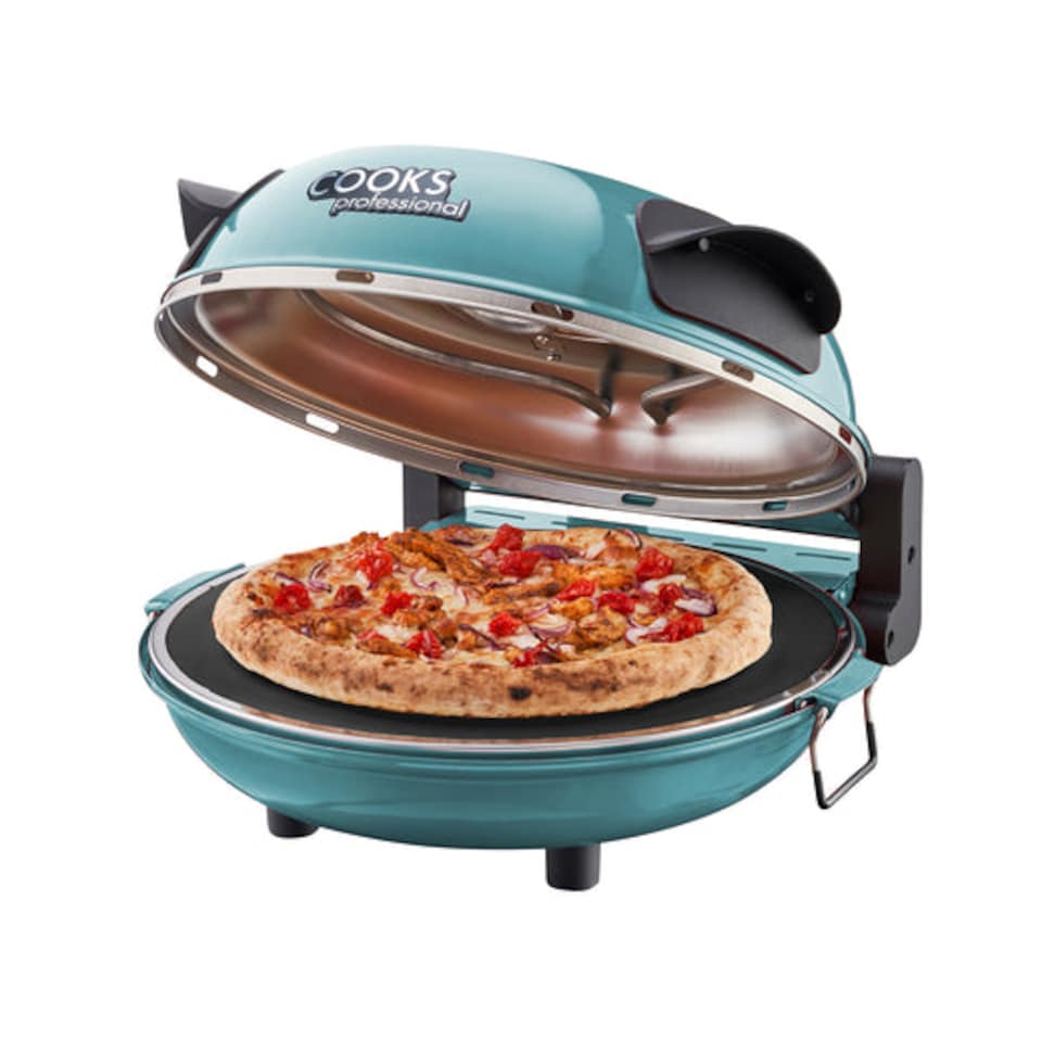 image 1 of Cooks Professional Electric Pizza Oven Set with Board, Paddles, Baking Sheet & Cutter | Blue | Teal