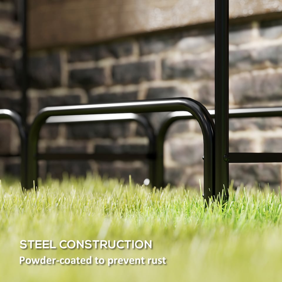 image 1 of Outsunny 4FT Firewood Rack with Canvas Carrier Bag and 600D Oxford Waterproof Cover, Metal Log Store Indoors, Log Storage Rack Holder for Outdoor Indoor Fireplace, Black