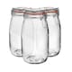 image 1 of Argon Tableware Glass Storage Jars - 1.5 Litre - Set of 6 - 4 Colour Seals Airtight Kitchen Storage Container Preserving Jar