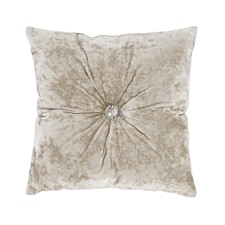 Catherine Lansfield Crushed Velvet Diamante Cushion | Cream | Natural | 45x45cm | 1