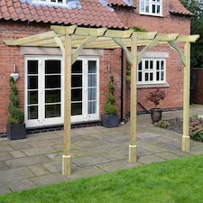 Wall Mounted Premium Pergola 3 Post - L420 x W420 x H270 cm - Light Green
