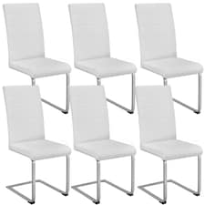 Dining Chairs - cantilevered, high backrest, flat steel frame | White | white | One Size | 6