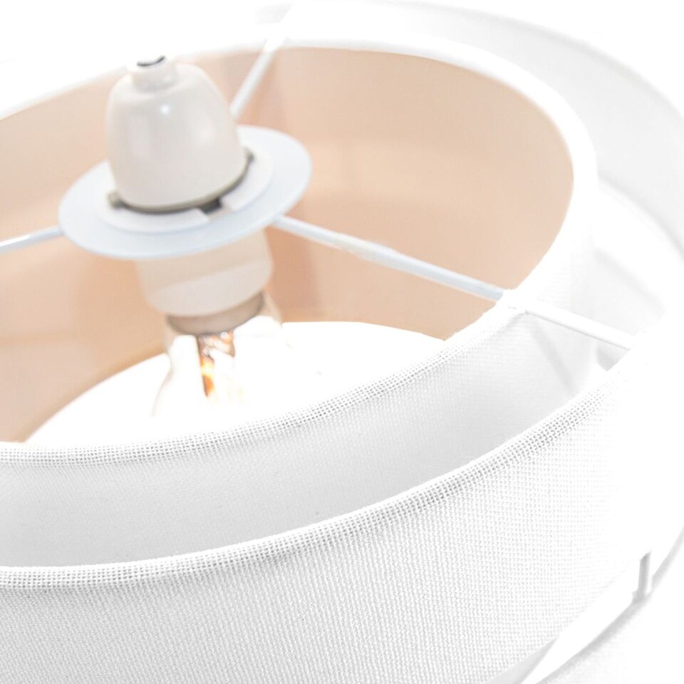 image 1 of Contemporary 14" White Linen Fabric Triple Tier Ceiling Pendant Lamp Shade | White | White | 1