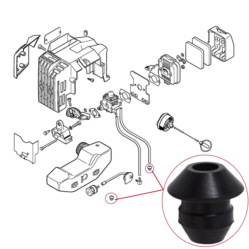 image 1 of SPARES2GO Grommet Seal for Stihl HL75 HS45 HS72 HS74 HS75 HS76 HS80 HS85 Hedge Trimmer Fuel Tank (Pack of 1)