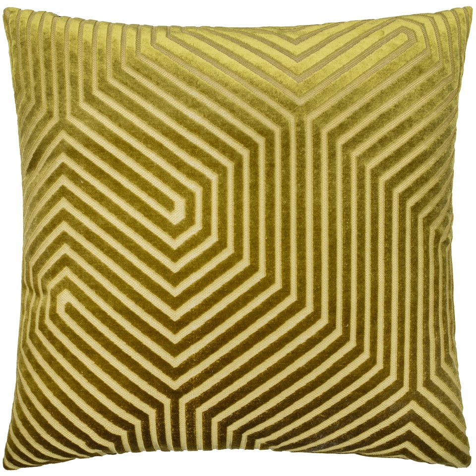 image 1 of Paoletti Evoke Cut Velvet Cushion | Green | Olive | 55 x 55cm | 1