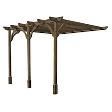 Wall Mounted Premium Pergola 3 Posts - Wood - L420 x W600 x H270 cm - Rustic Brown