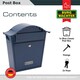 image 3 of Burg-Wachter Classic Wall Mounted Galvanised Steel Lockable Weatherproof Post Box - 36x37x13cm Blue | Midnight Blue