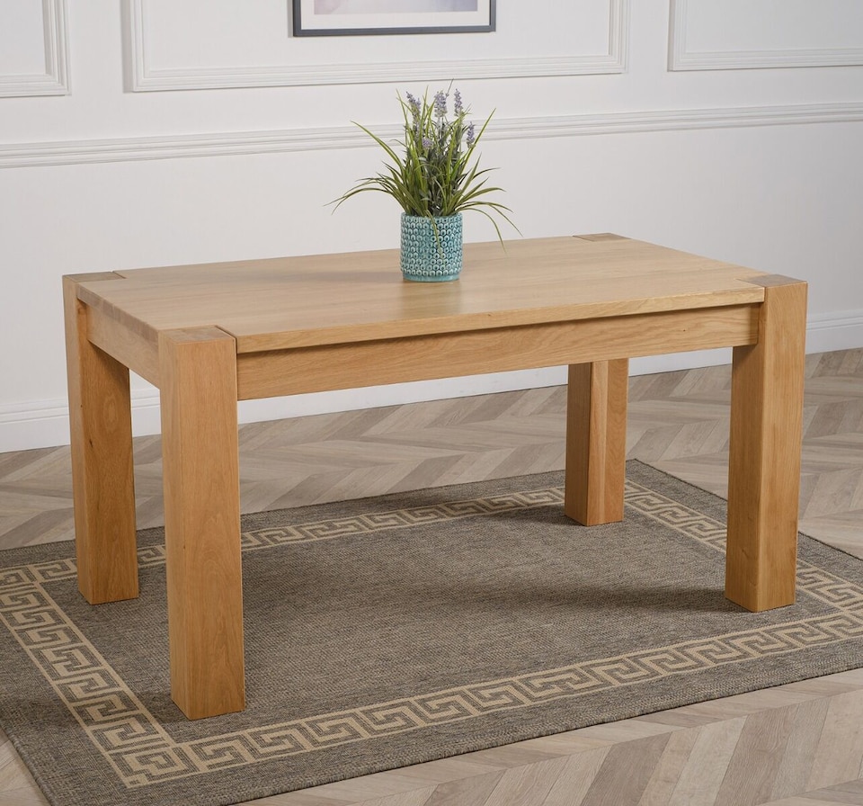 image 1 of Kuba 150cm Chunky Medium Oak Dining Table | Brown | Light Oak