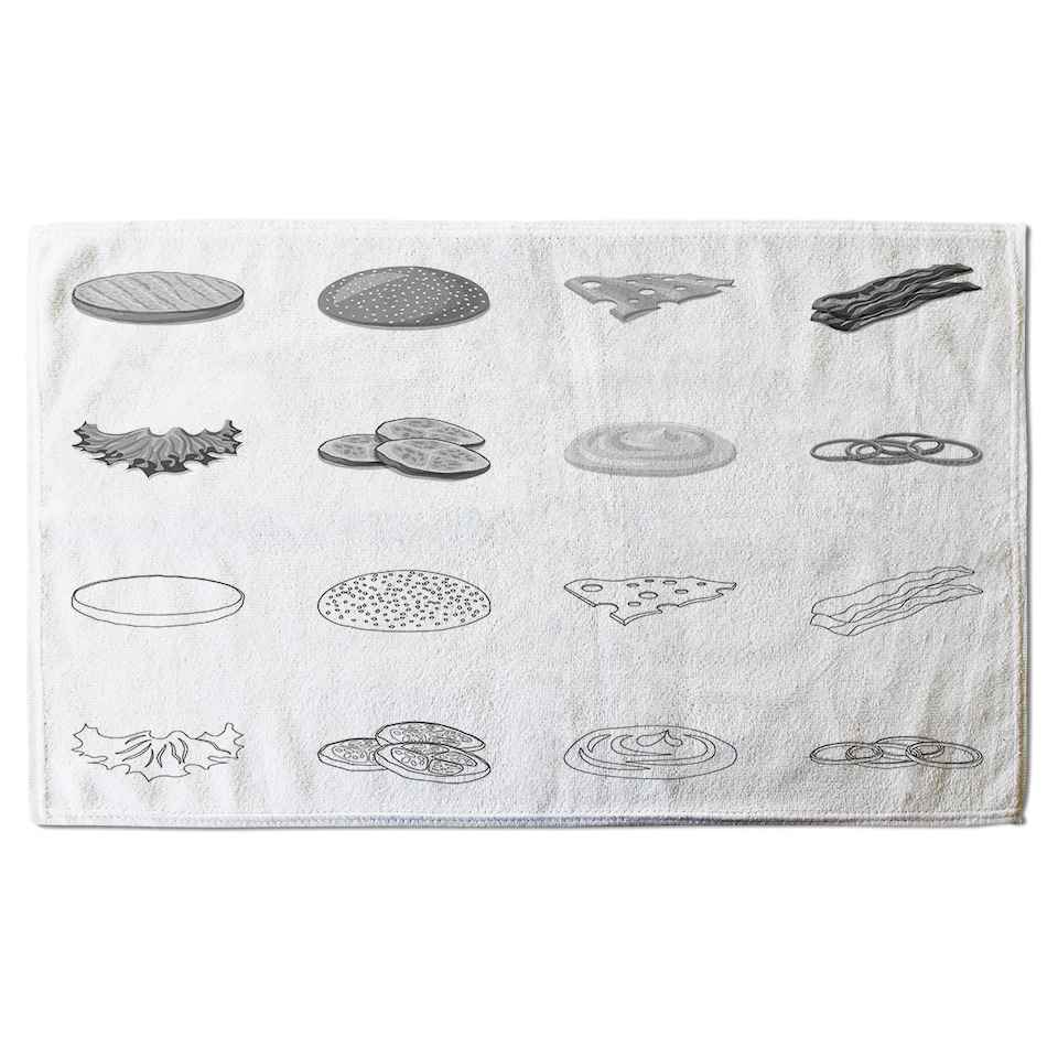 image 1 of burger and sandwich icon Designer Bath Towel | Multi