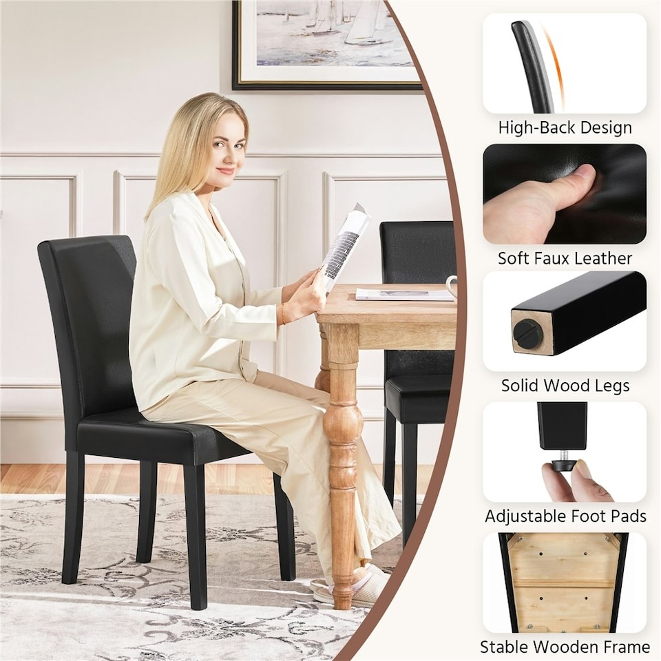 image 1 of Yaheetech Set of 4 Fabric Upholstered Dining Chairs Black