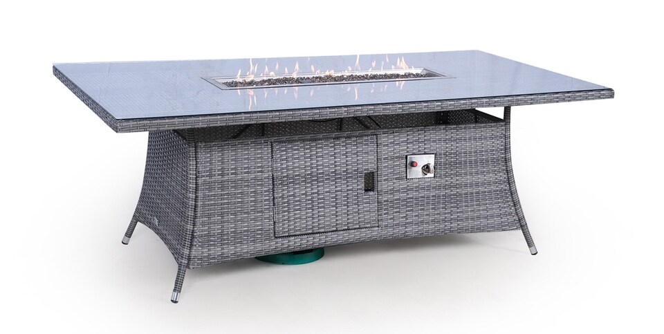 image 1 of Giardino Fire Pit 8 Seater Rectangle Rattan Dining Table | Grey