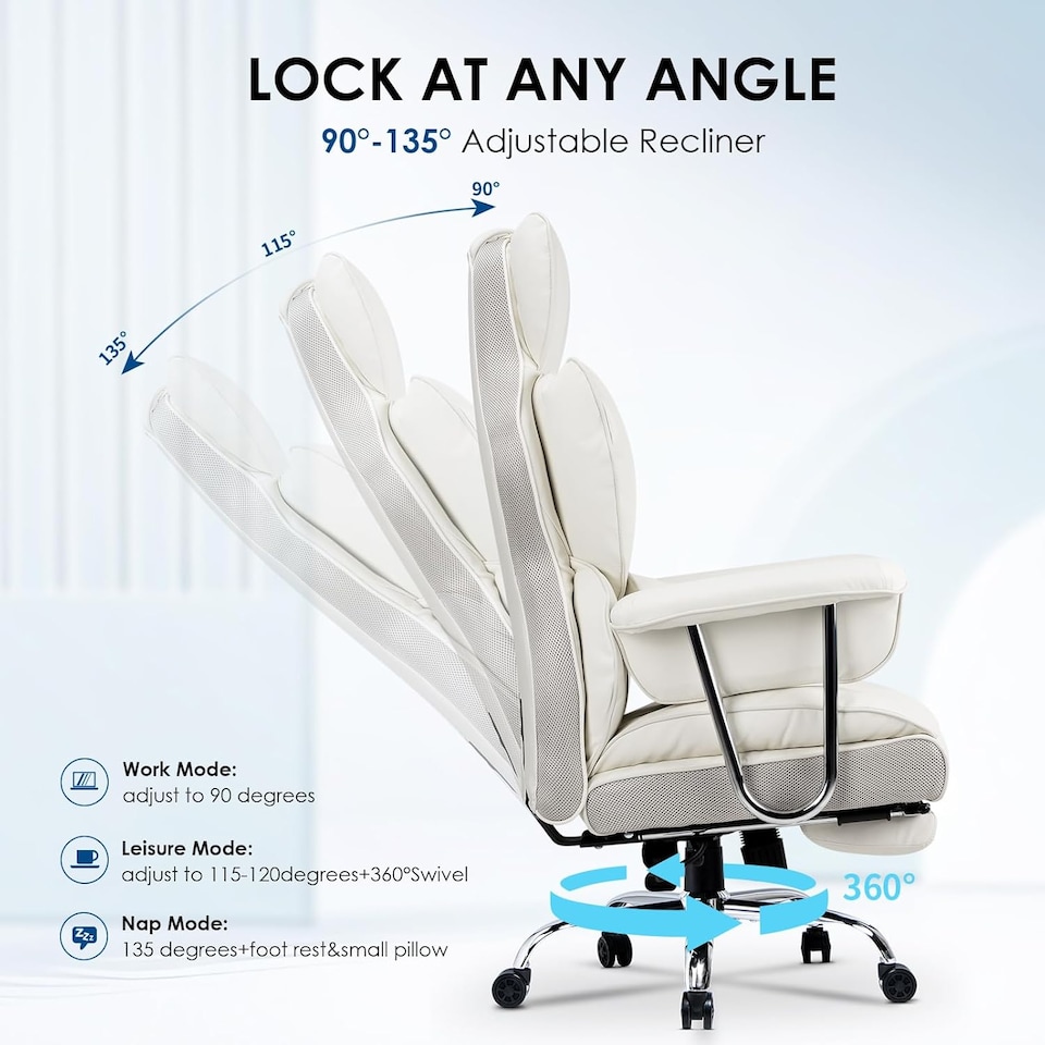 image 1 of Rattantree Ergonomic High Back Leather Office Chair with Footrest