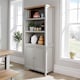 image 3 of Grey Oak Tall Display Bookcase 3 Shelf 2 Door Storage Cupboard Metal Handles