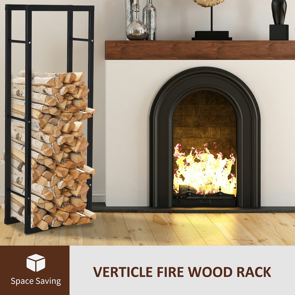 image 1 of HOMCOM 150cm Metal Firewood Log Holder Rack Elevated, Base Side Rails