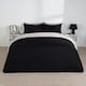 image 1 of OHS Microfibre Reversible Plain Duvet Cover and Pillowcase Set, Double - Black/Natural