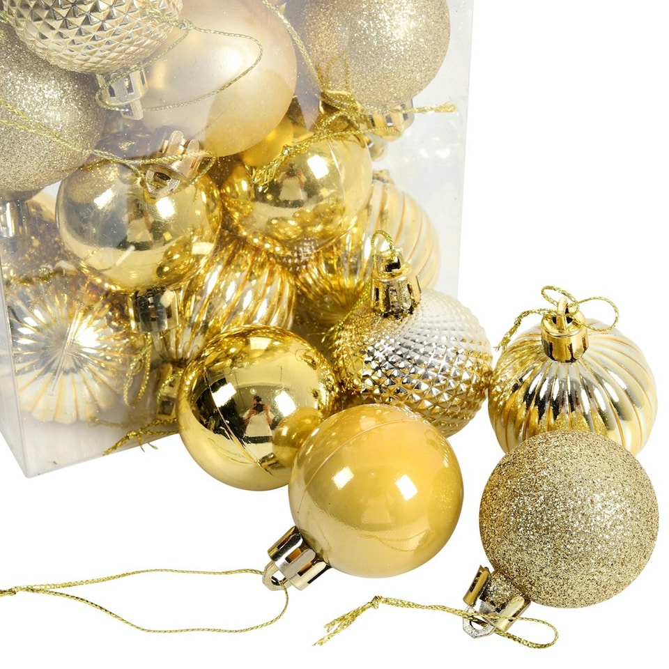 image 1 of Living and Home 36Pcs Xmas Ball Ornament Christmas Tree Deluxe Bauble Set- Gold