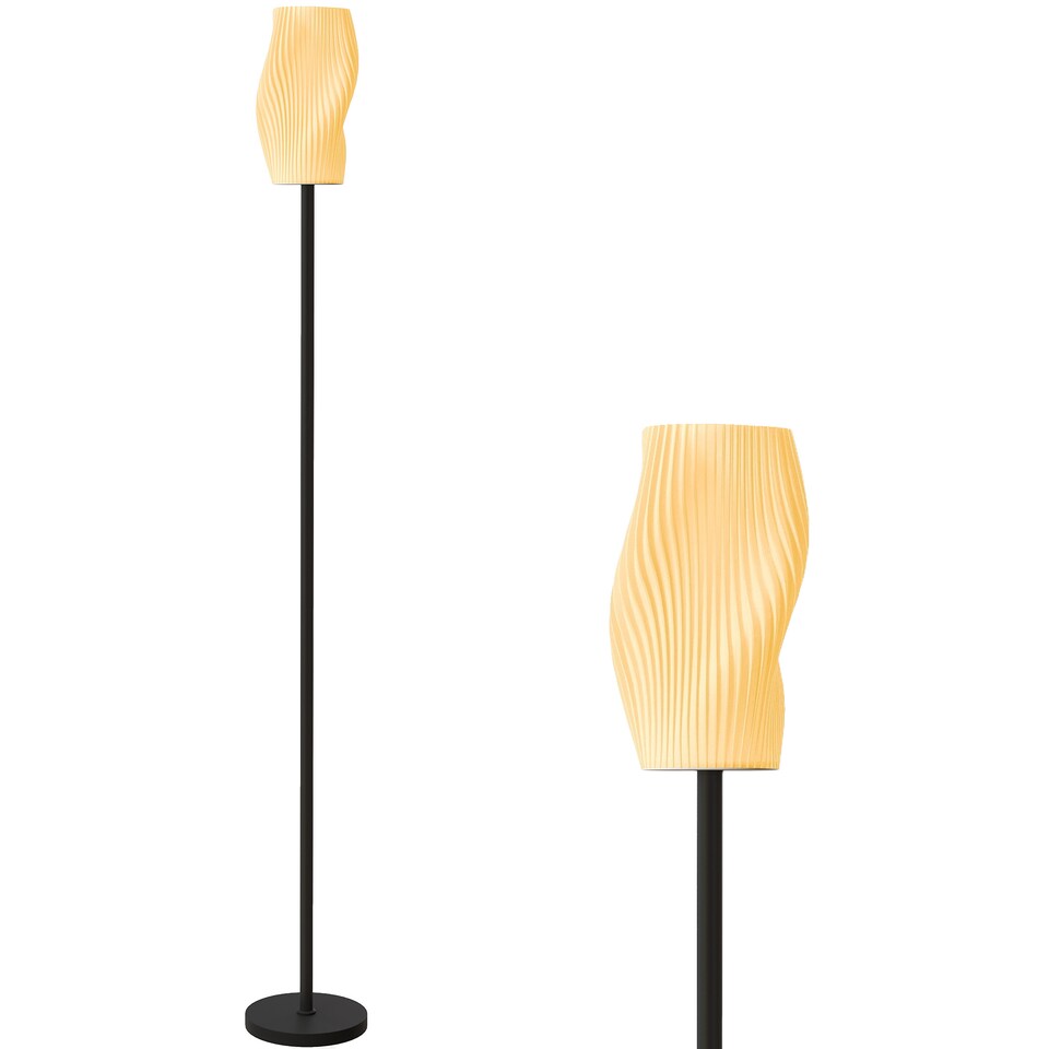 image 1 of HOMCOM 3D Printed Standing Lamp with Shade, E27 Holder without Bulb, White | White