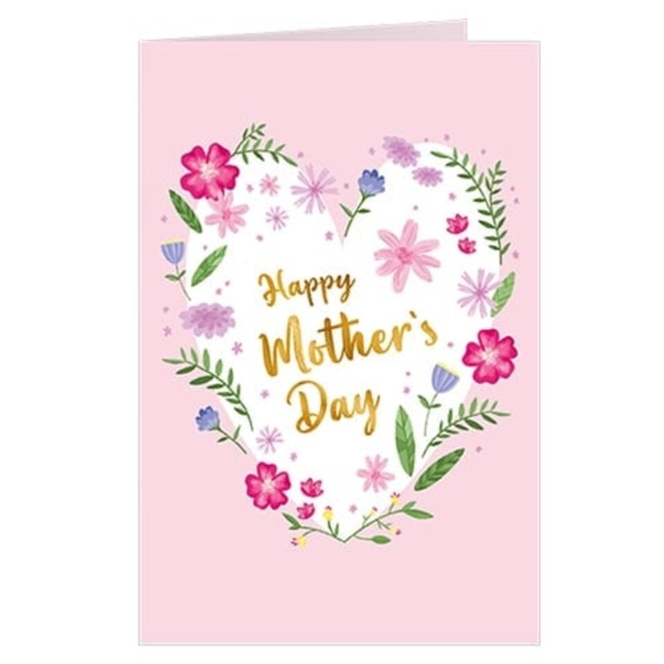 Happy Mother's Day Floral Heart Greeting Card with Envelope