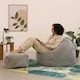 image 2 of icon Kingston Cord Adults Bean Bag Chair and Pouffe, Ready Filled Beanbag and Footstool Grey Grey | Grey