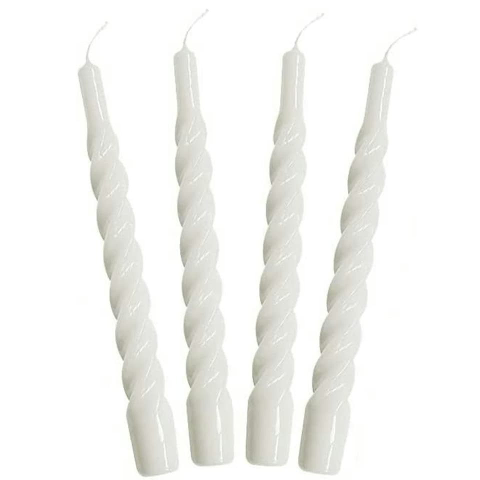 image 1 of Marco Paul Pack of 4 White Twist Taper Candles 25cm