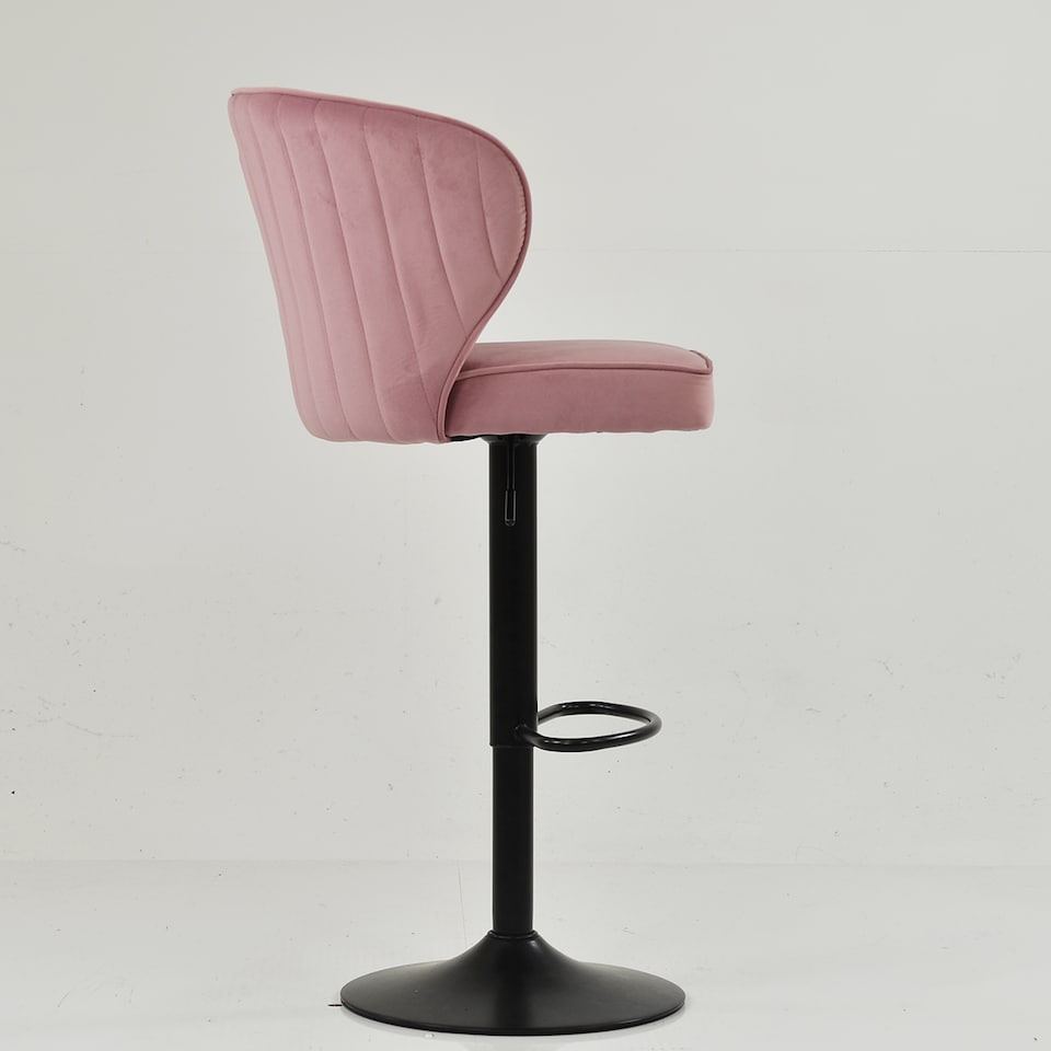 image 1 of Lakeland Furniture Hexham Pink Velvet Gas Lift Base Bar Stool